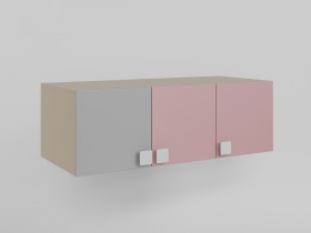 Антресоль на шкаф 3-х створчатый (Розовый/Серый/корпус Клен) в Белокурихе - belokuriha.katalogmebeli.com | фото