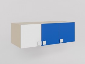 Антресоль на шкаф 3-х створчатый Скай люкс (Синий/Белый/корпус Клен) в Белокурихе - belokuriha.katalogmebeli.com | фото