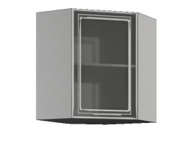 Бетон ШВУС 600*600 Шкаф верхний угловой со стеклом в Белокурихе - belokuriha.katalogmebeli.com | фото