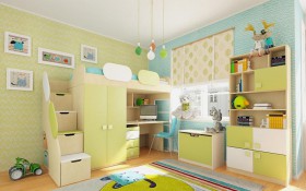 Детская комната Эппл (Зеленый/Белый/корпус Клен) в Белокурихе - belokuriha.katalogmebeli.com | фото 2