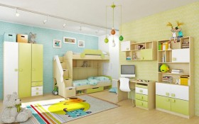Детская комната Эппл (Зеленый/Белый/корпус Клен) в Белокурихе - belokuriha.katalogmebeli.com | фото 3