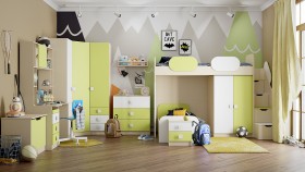Детская комната Эппл (Зеленый/Белый/корпус Клен) в Белокурихе - belokuriha.katalogmebeli.com | фото 13
