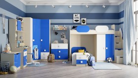Детская комната Скай Люкс (Синий/Белый/корпус Клен) в Белокурихе - belokuriha.katalogmebeli.com | фото 7