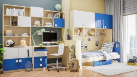 Детская комната Скай Люкс (Синий/Белый/корпус Клен) в Белокурихе - belokuriha.katalogmebeli.com | фото 9