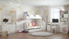 Детская комната Совушки (Белый/корпус Выбеленное дерево) в Белокурихе - belokuriha.katalogmebeli.com | фото 3
