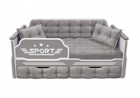 Кровать 160 серии Спорт 2 ящика 45 Серый (подушки) в Белокурихе - belokuriha.katalogmebeli.com | фото