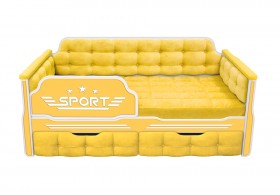 Кровать 160 серии Спорт 2 ящика 74 Жёлтый (мягкие боковые накладки) в Белокурихе - belokuriha.katalogmebeli.com | фото