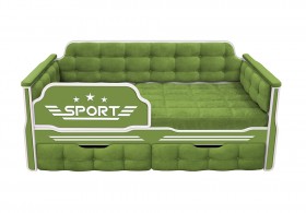 Кровать 160 серии Спорт 2 ящика 76 Зелёный (мягкие боковые накладки) в Белокурихе - belokuriha.katalogmebeli.com | фото