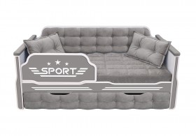 Кровать 170 серии Спорт 1 ящик 45 Серый (подушки) в Белокурихе - belokuriha.katalogmebeli.com | фото