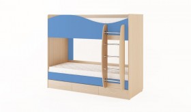 Кровать 2-х ярусная с ящиками (Беленый дуб/Синий) в Белокурихе - belokuriha.katalogmebeli.com | фото 1