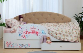 Кровать детская Эльза с бортиком Принцесса Белый/Бежевый в Белокурихе - belokuriha.katalogmebeli.com | фото