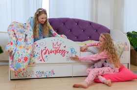 Кровать детская Эльза с бортиком Принцесса Белый/Фиолетовый в Белокурихе - belokuriha.katalogmebeli.com | фото