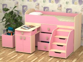 Кровать детская Фея 1.6 Дуб молочный/Розовый в Белокурихе - belokuriha.katalogmebeli.com | фото