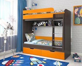 Кровать двухъярусная Юниор-5  Бодего/Оранжевый в Белокурихе - belokuriha.katalogmebeli.com | фото
