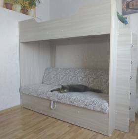 Кровать двухъярусная с диваном (Беленый дуб) в Белокурихе - belokuriha.katalogmebeli.com | фото