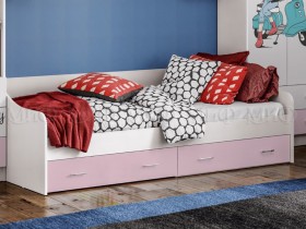 Кровать Fashion-1 Вега 0,9 м (Белый/Розовый) в Белокурихе - belokuriha.katalogmebeli.com | фото