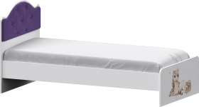Кровать Каспер с мягкой спинкой и фотопечатью (800х1900)Белый/Фиолетовый в Белокурихе - belokuriha.katalogmebeli.com | фото