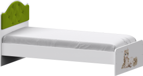 Кровать Каспер с мягкой спинкой и фотопечатью (800х1900)Белый/Лайм в Белокурихе - belokuriha.katalogmebeli.com | фото