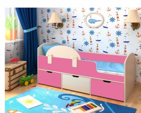 Кровать Малыш-мини Дуб молочный/Розовый в Белокурихе - belokuriha.katalogmebeli.com | фото