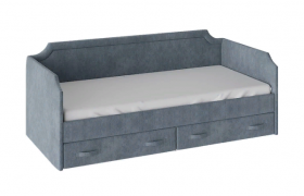 Кровать с мягкой обивкой и ящиками «Кантри» Тип 1 (900) (Замша синяя) в Белокурихе - belokuriha.katalogmebeli.com | фото
