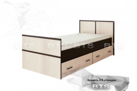 Кровать Сакура с настилом и ящиками 0,9 (Венге/Лоредо) в Белокурихе - belokuriha.katalogmebeli.com | фото