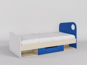 Кровать Скай 1950х950 (Синий/Белый/корпус Клен) в Белокурихе - belokuriha.katalogmebeli.com | фото