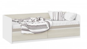 Кровать «Сканди» с 2 ящиками Дуб Гарден/Белый/Глиняный серый в Белокурихе - belokuriha.katalogmebeli.com | фото