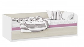 Кровать «Сканди» с 2 ящиками Дуб Гарден/Белый/Лиловый в Белокурихе - belokuriha.katalogmebeli.com | фото