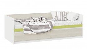 Кровать «Сканди» с 2 ящиками Дуб Гарден/Белый/Зеленый в Белокурихе - belokuriha.katalogmebeli.com | фото