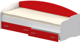 Кровать Софа-7 с мягкой спинкой (800х1900) Белый/Красный в Белокурихе - belokuriha.katalogmebeli.com | фото