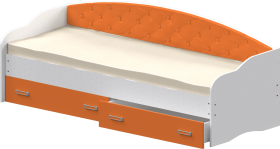 Кровать Софа-7 с мягкой спинкой (800х1900) Белый/Оранжевый в Белокурихе - belokuriha.katalogmebeli.com | фото