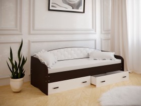 Кровать Софа-7 с мягкой спинкой (800х1900) Венге/ Белый в Белокурихе - belokuriha.katalogmebeli.com | фото