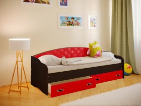 Кровать Софа-7 с мягкой спинкой (800х1900) Венге/Красный в Белокурихе - belokuriha.katalogmebeli.com | фото