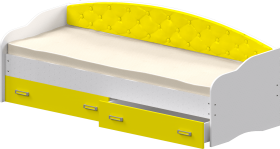 Кровать Софа-7 с мягкой спинкой (800х2000) Белый/Желтый в Белокурихе - belokuriha.katalogmebeli.com | фото