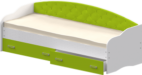 Кровать Софа-7 с мягкой спинкой (800х2000) Белый/Лайм в Белокурихе - belokuriha.katalogmebeli.com | фото