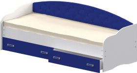 Кровать Софа-7 с мягкой спинкой (800х2000) Белый/Синий в Белокурихе - belokuriha.katalogmebeli.com | фото