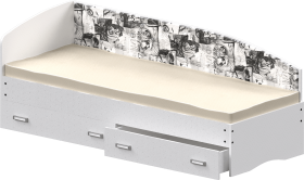 Кровать Софа-9 с мягкой спинкой с рисунком Милана (900х1900) Белый в Белокурихе - belokuriha.katalogmebeli.com | фото 1