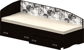 Кровать Софа-9 с мягкой спинкой с рисунком Милана (900х1900) Венге в Белокурихе - belokuriha.katalogmebeli.com | фото