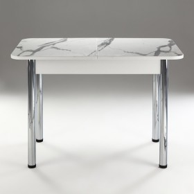 Кухонный стол 1100*700/400 ф 2 Пластик, мрамор белый в Белокурихе - belokuriha.katalogmebeli.com | фото