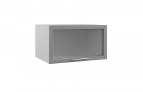 Квадро ГВПГС 800 шкаф верхний горизонтальный глубокий со стеклом высокий (Железо/корпус Серый) в Белокурихе - belokuriha.katalogmebeli.com | фото