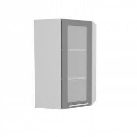 Квадро ВПУС 550 шкаф верхний угловой со стеклом высокий (Железо/корпус Серый) в Белокурихе - belokuriha.katalogmebeli.com | фото