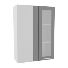 Квадро ВПУС 650 шкаф верхний угловой со стеклом высокий (Железо/корпус Серый) в Белокурихе - belokuriha.katalogmebeli.com | фото