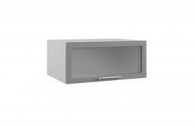 Лофт ГПГС 800 шкаф верхний горизонтальный глубокий со стеклом (Штукатурка белая/корпус Серый) в Белокурихе - belokuriha.katalogmebeli.com | фото
