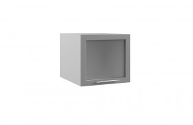 Лофт ГВПГС 500 шкаф верхний горизонтальный глубокий со стеклом высокий (Штукатурка белая/корпус Серый) в Белокурихе - belokuriha.katalogmebeli.com | фото