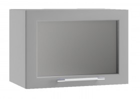 Лофт ПГС 500 шкаф верхний горизонтальный со стеклом (Штукатурка белая/корпус Серый) в Белокурихе - belokuriha.katalogmebeli.com | фото