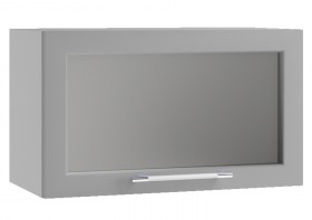 Лофт ПГС 600 шкаф верхний горизонтальный со стеклом (Штукатурка белая/корпус Серый) в Белокурихе - belokuriha.katalogmebeli.com | фото