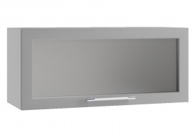 Лофт ПГС 800 шкаф верхний горизонтальный со стеклом (Штукатурка белая/корпус Серый) в Белокурихе - belokuriha.katalogmebeli.com | фото
