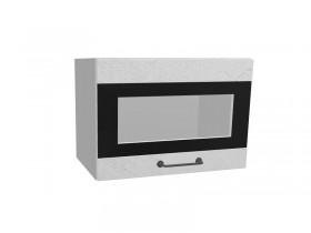 Лофт ПГСФ 500 шкаф верхний горизонтальный со стеклом и фотопечатью (Штукатурка белая/корпус Серый) в Белокурихе - belokuriha.katalogmebeli.com | фото