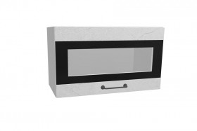 Лофт ПГСФ 600 шкаф верхний горизонтальный со стеклом и фотопечатью (Штукатурка белая/корпус Серый) в Белокурихе - belokuriha.katalogmebeli.com | фото