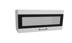 Лофт ПГСФ 800 шкаф верхний горизонтальный со стеклом и фотопечатью (Штукатурка белая/корпус Серый) в Белокурихе - belokuriha.katalogmebeli.com | фото